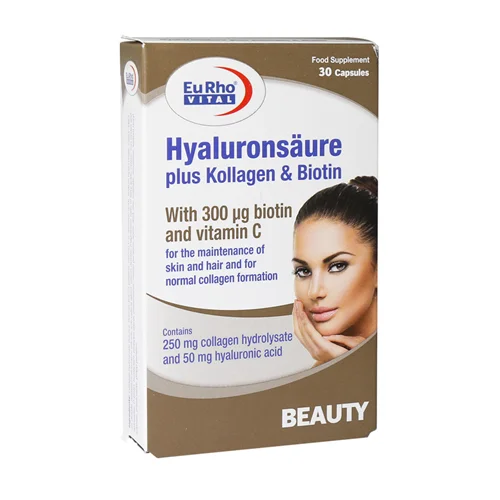 کپسول هیالورون سائور پلاس کلاژن و بیوتین یوروویتال 30 عدد_Eurhovital Hyaluron Plus Kollagen And Biotin 30 Caps