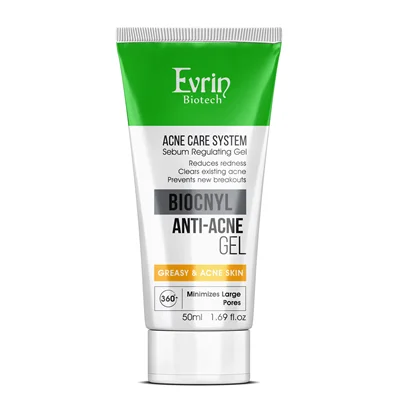 ژل انتی اکنه اورین مناسب پوست های چرب و دارای جوش 50میلی  Anti-Acne Gel For Oily & Acne Skin Biotech-Evrin