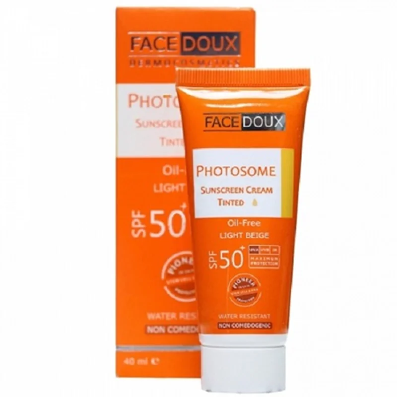 کرم ضد آفتاب فاقد چربی +SPF50 رنگ بژ متوسط مناسب پوست چرب،حساس و جوش دارFACEDOUX