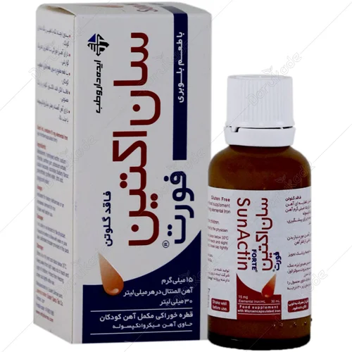 قطره آهن سان اکتین فورت ایده دارو طب 30 میلی لیتر بلوبری Eadeh Darou Teb Sun Actin Forte Iron Oral Drop 30 ml