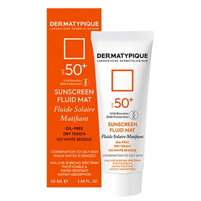 ضد آفتاب فلوئید درماتیپیک بی رنگ پوست چرب مدل Fluid Mat با SPF+50 و حجم 50 میلی لیتر Dermatypique Sun Screen For Oily Skins Spf50- 50ml