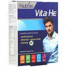 قرص مولتی ویتامین و مینرال آقایان ویتا هی (وایتا-هی)نوتراکس 30 عدد Nutrax Vita-He Multivitamin and Mineral 30 Tablets