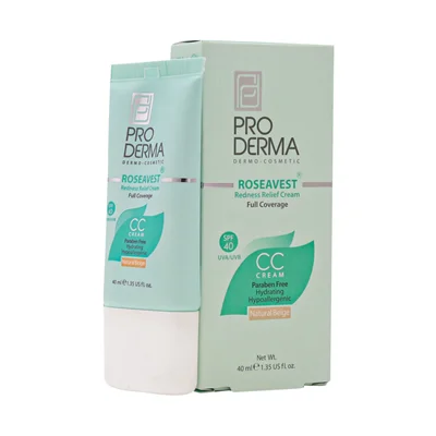 کرم پوشاننده و مرطوب کننده رنگی ( بژ طبیعی )صورت پرودرما مناسب پوست معمولی و حساس 40 میلی لیتر