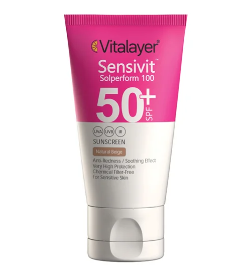 ضد آفتاب رنگی ویتالیر مدل Sensivit با SPF50 مناسب پوست حساس حجم 40 میلی لیتر (بژ طبیعی)