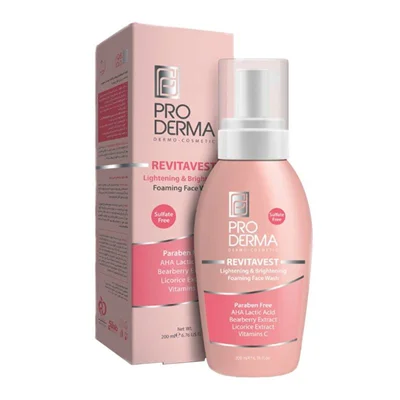 فوم شستشو و روشن کننده پوست صورت پرودرما Proderma Lightening And Brightening Cleansing Foam 200 ml